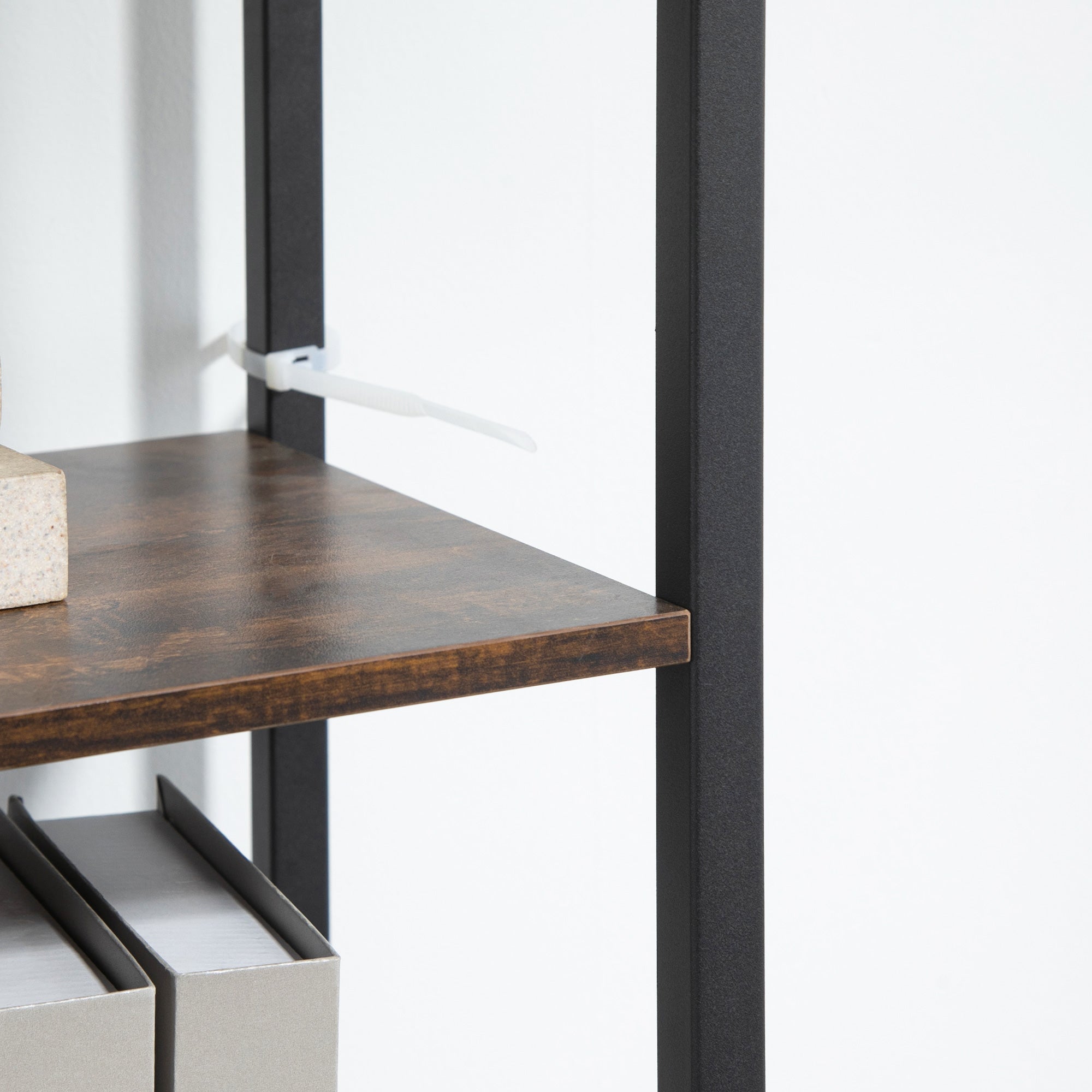 EasyComfort industriële boekenkast met 4 leLPGanken en 2 kastjes 90x30x159.5 cm