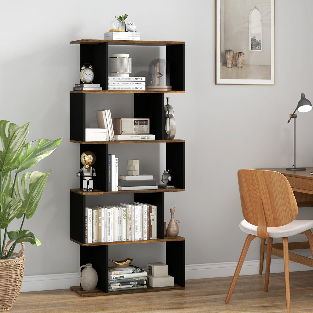EasyComfort Asymmetrische wandboekenkast, 5 planken, 70x29.5x163 cm