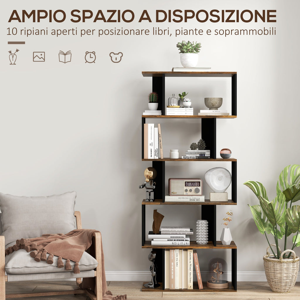 EasyComfort Asymmetrische wandboekenkast, 5 planken, 70x29.5x163 cm