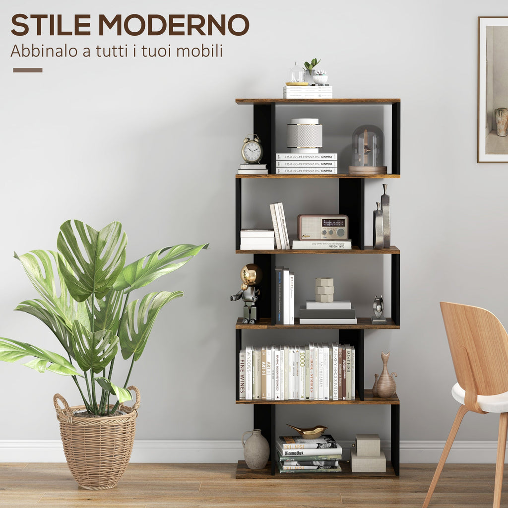 EasyComfort Asymmetrische wandboekenkast, 5 planken, 70x29.5x163 cm