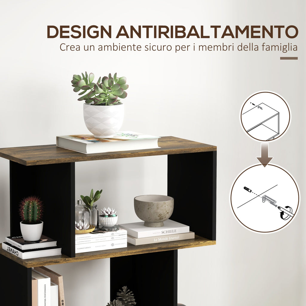 EasyComfort Asymmetrische wandboekenkast, 5 planken, 70x29.5x163 cm