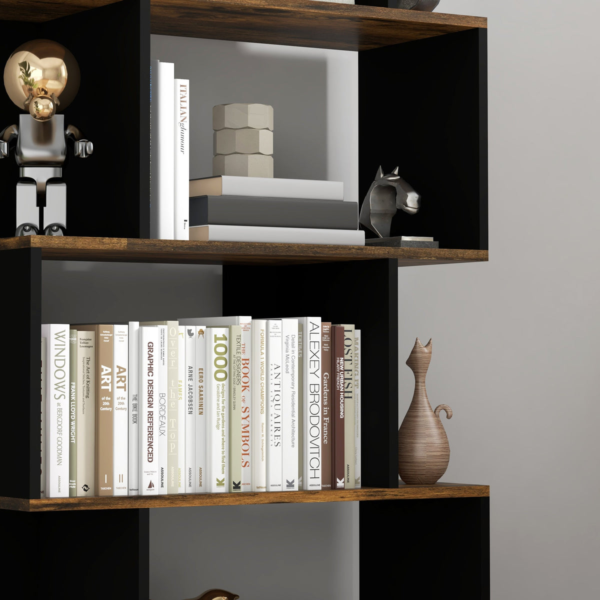 EasyComfort Asymmetrische wandboekenkast, 5 planken, 70x29.5x163 cm