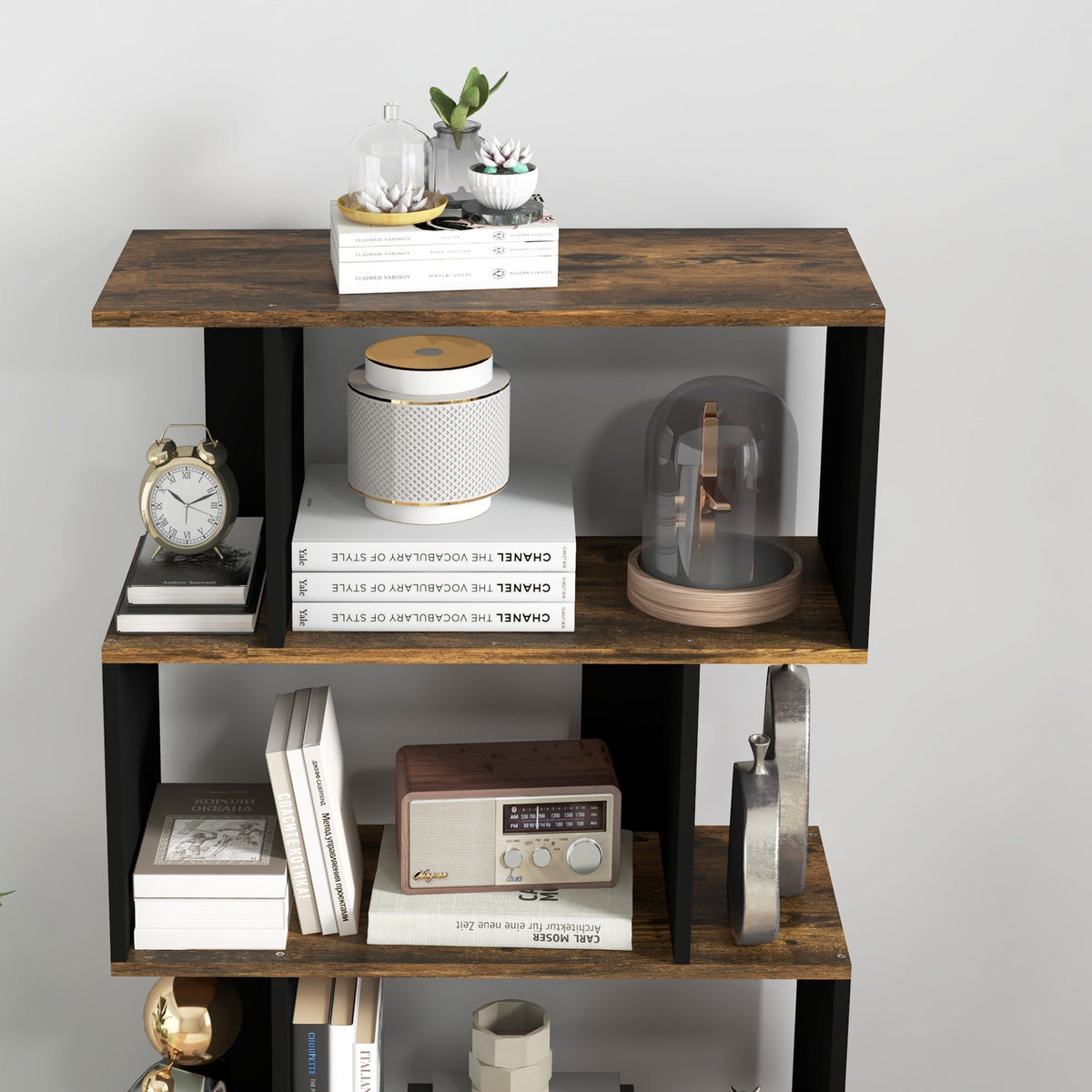 EasyComfort Asymmetrische wandboekenkast, 5 planken, 70x29.5x163 cm