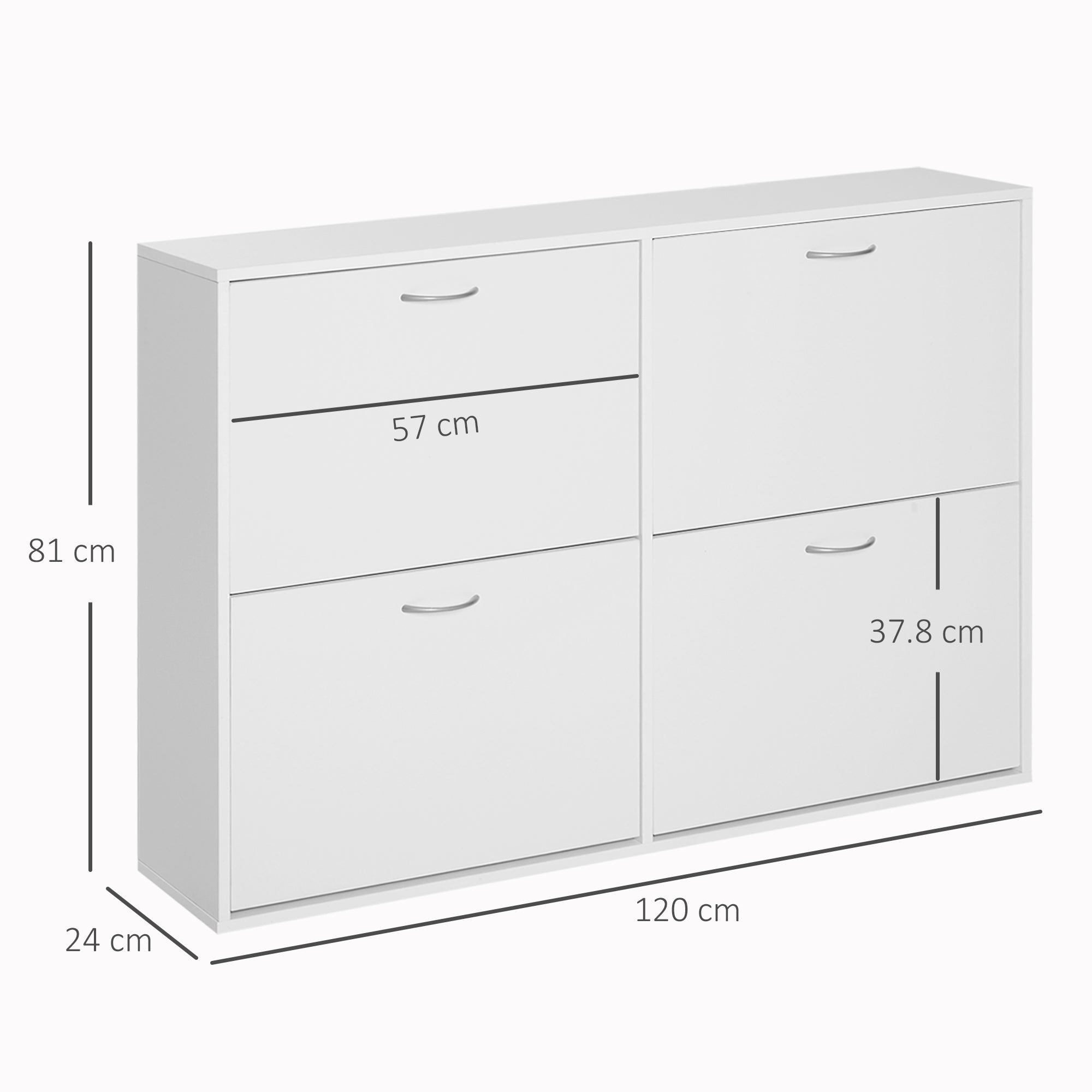 Easycomfort Scarpiera Salvaspazio in Legno per Camera e Ingresso, Capacità 24 Scarpe, 120x24x81cm white