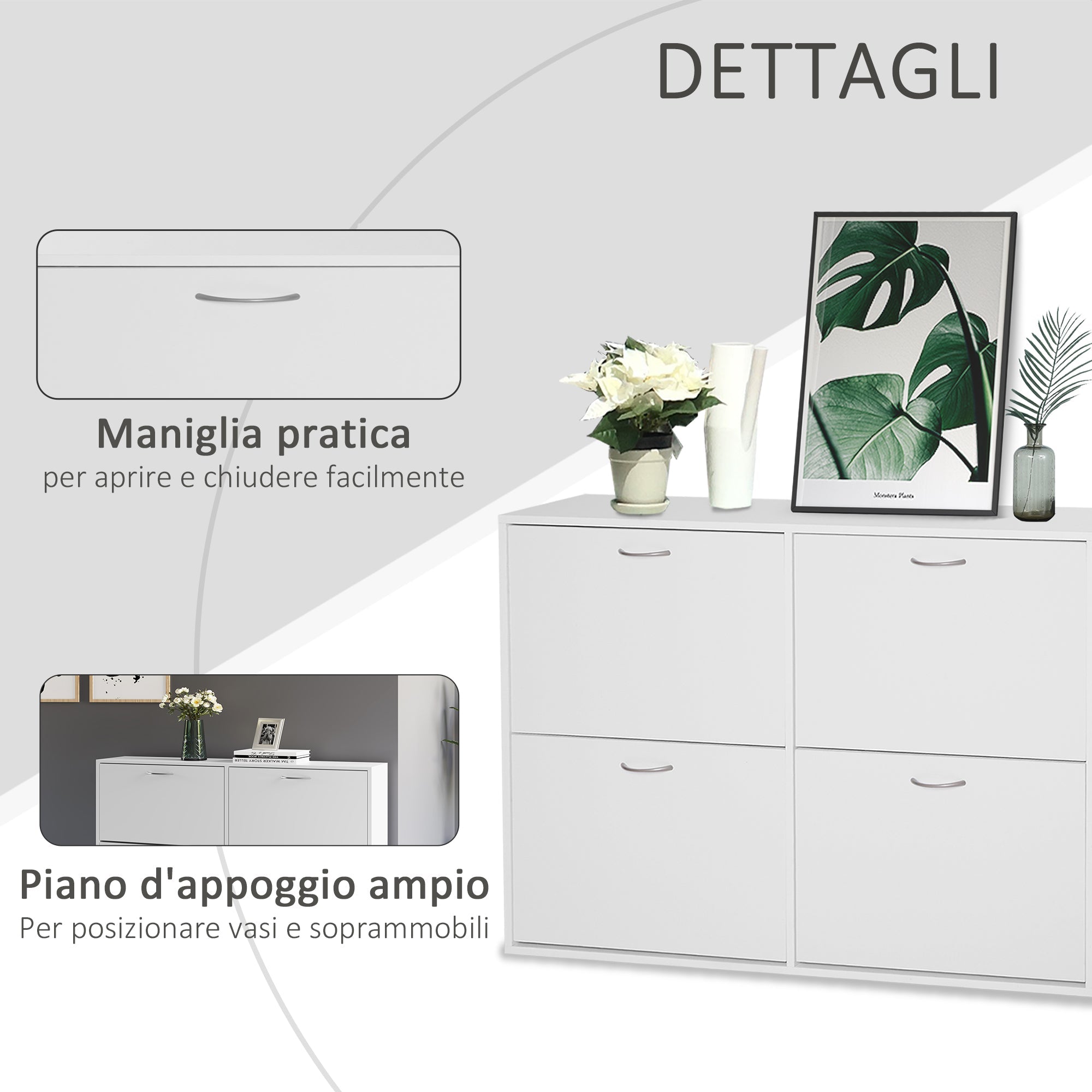 Easycomfort Scarpiera Salvaspazio in Legno per Camera e Ingresso, Capacità 24 Scarpe, 120x24x81cm white