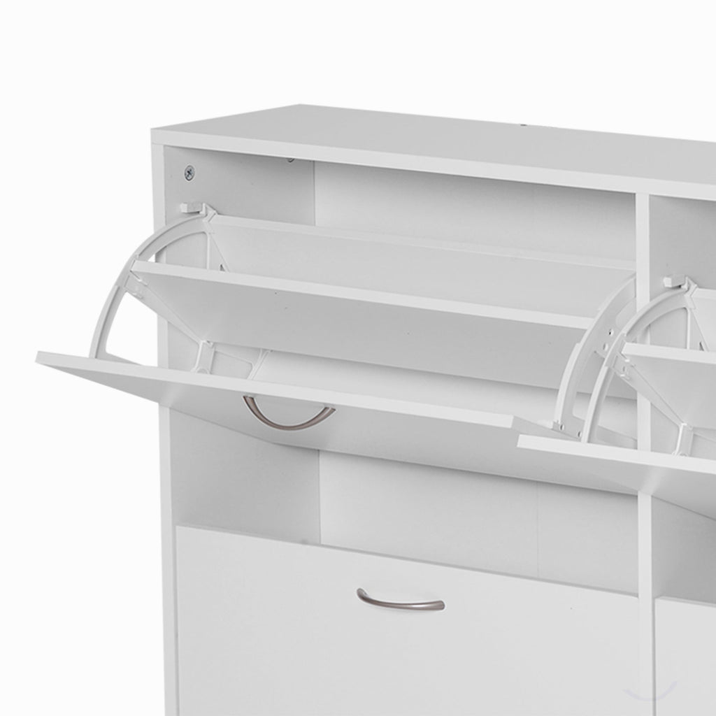 Easycomfort Scarpiera Salvaspazio in Legno per Camera e Ingresso, Capacità 24 Scarpe, 120x24x81cm white