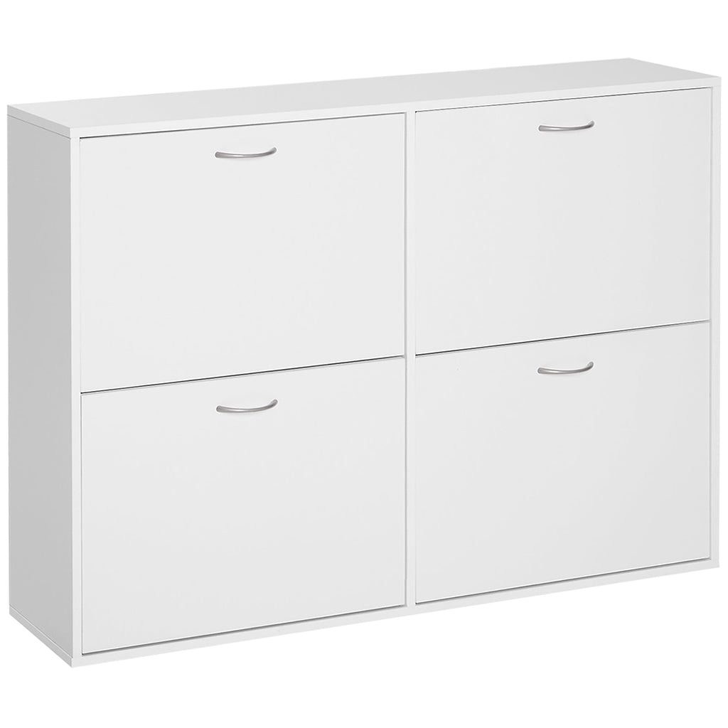 Easycomfort Scarpiera Salvaspazio in Legno per Camera e Ingresso, Capacità 24 Scarpe, 120x24x81cm white
