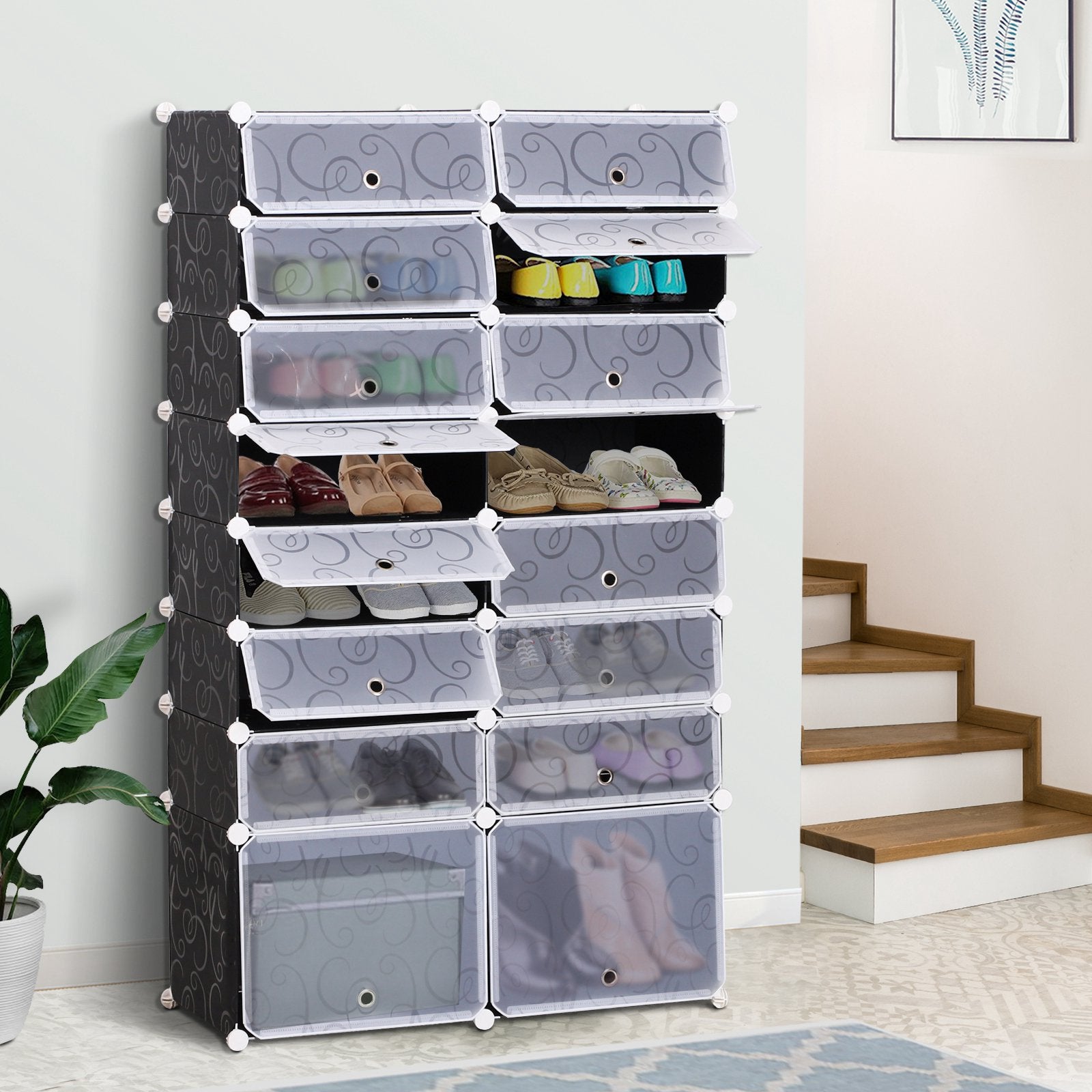 EasyComfort modulaire schoenenkast met 16 kubussen 95 x 37 x 160 cm
