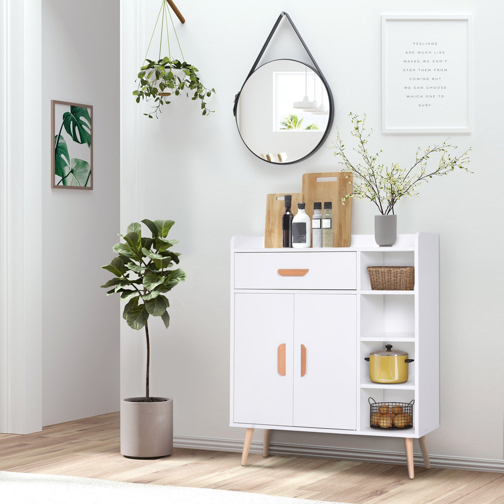 Easycomfort Armadietto Mobiletto Salvaspazio with 4 Cestini Pannelli Particelle 80 x 29.5 x 96cm white