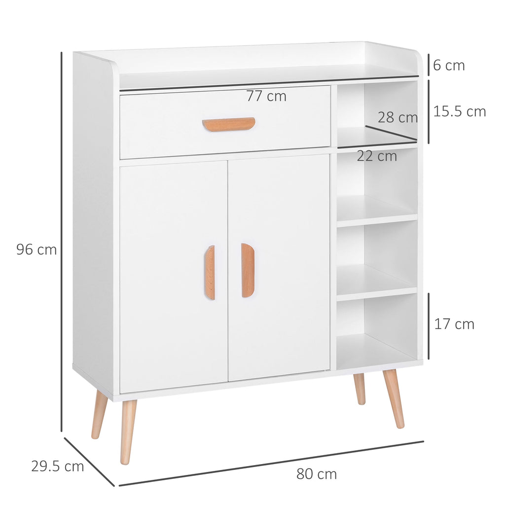 Easycomfort Armadietto Mobiletto Salvaspazio with 4 Cestini Pannelli Particelle 80 x 29.5 x 96cm white