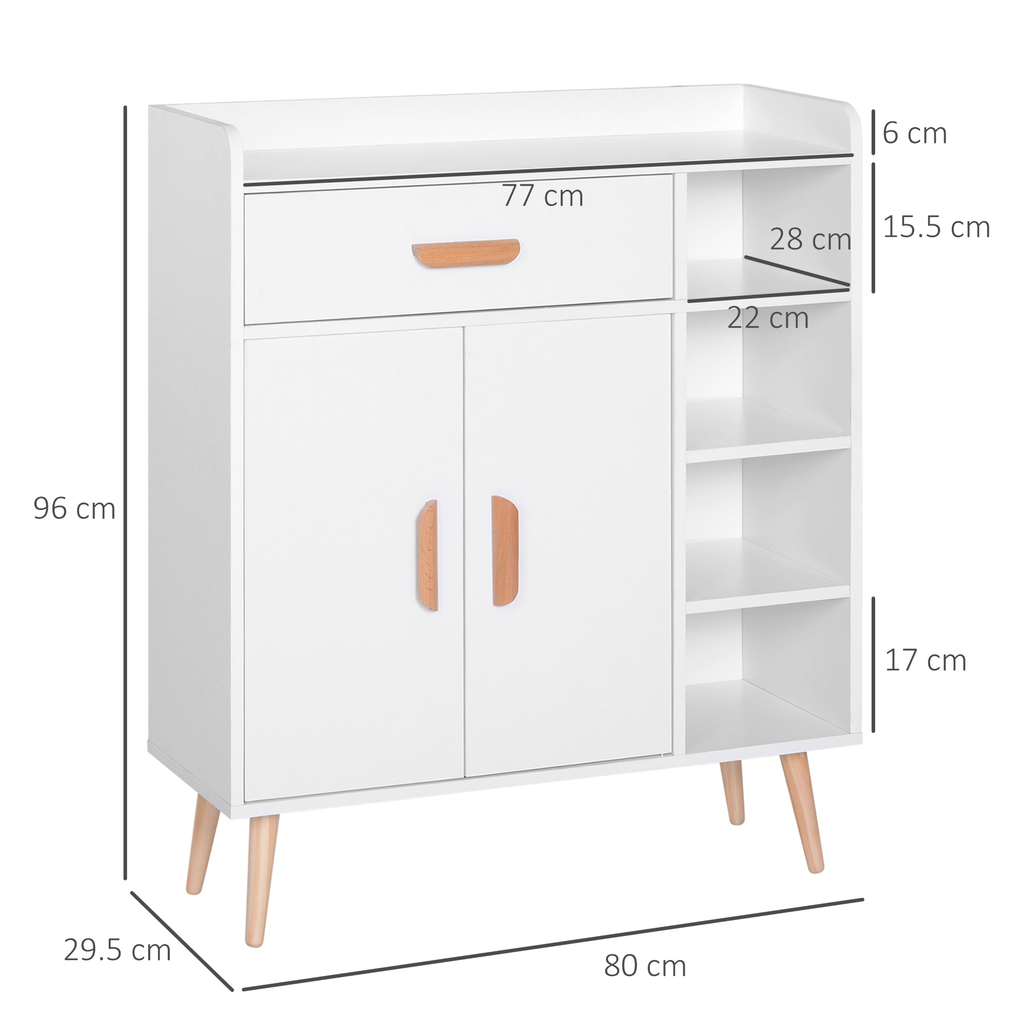 Easycomfort Armadietto Mobiletto Salvaspazio with 4 Cestini Pannelli Particelle 80 x 29.5 x 96cm white