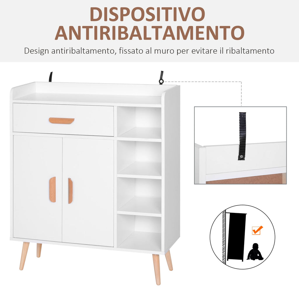 Easycomfort Armadietto Mobiletto Salvaspazio with 4 Cestini Pannelli Particelle 80 x 29.5 x 96cm white