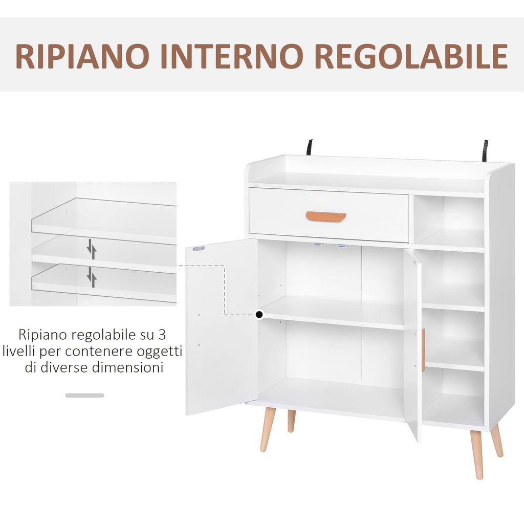 Easycomfort Armadietto Mobiletto Salvaspazio with 4 Cestini Pannelli Particelle 80 x 29.5 x 96cm white