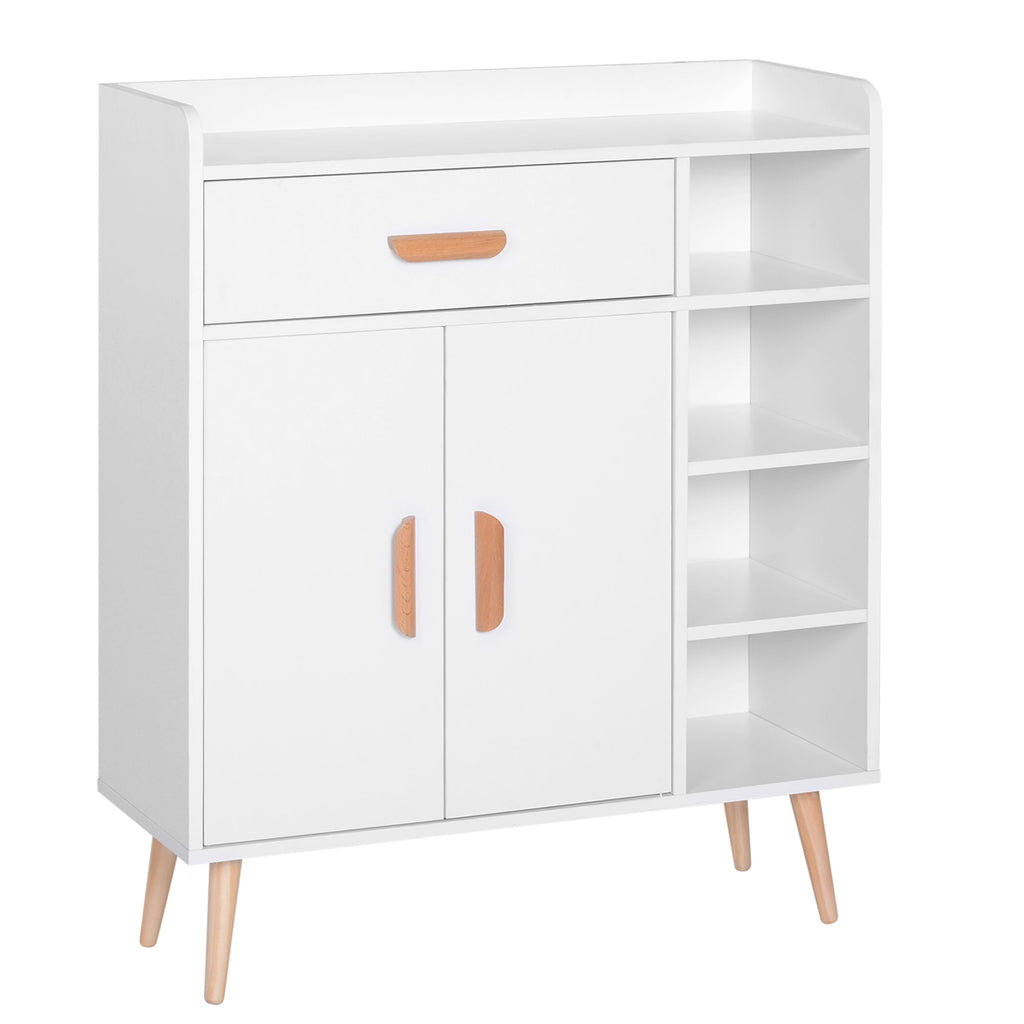 Easycomfort Armadietto Mobiletto Salvaspazio with 4 Cestini Pannelli Particelle 80 x 29.5 x 96cm white