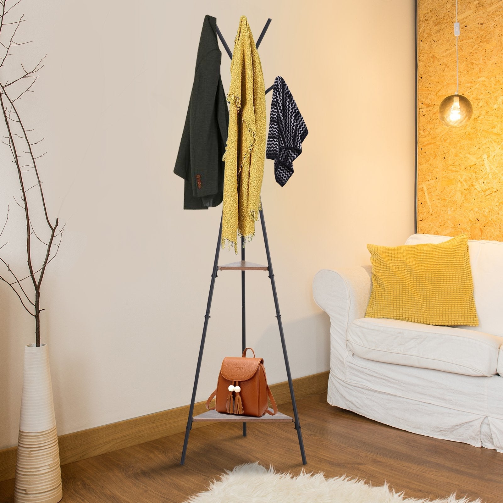 EasyComfort staande kapstok met 2 leLPGanken – zwart/bruin