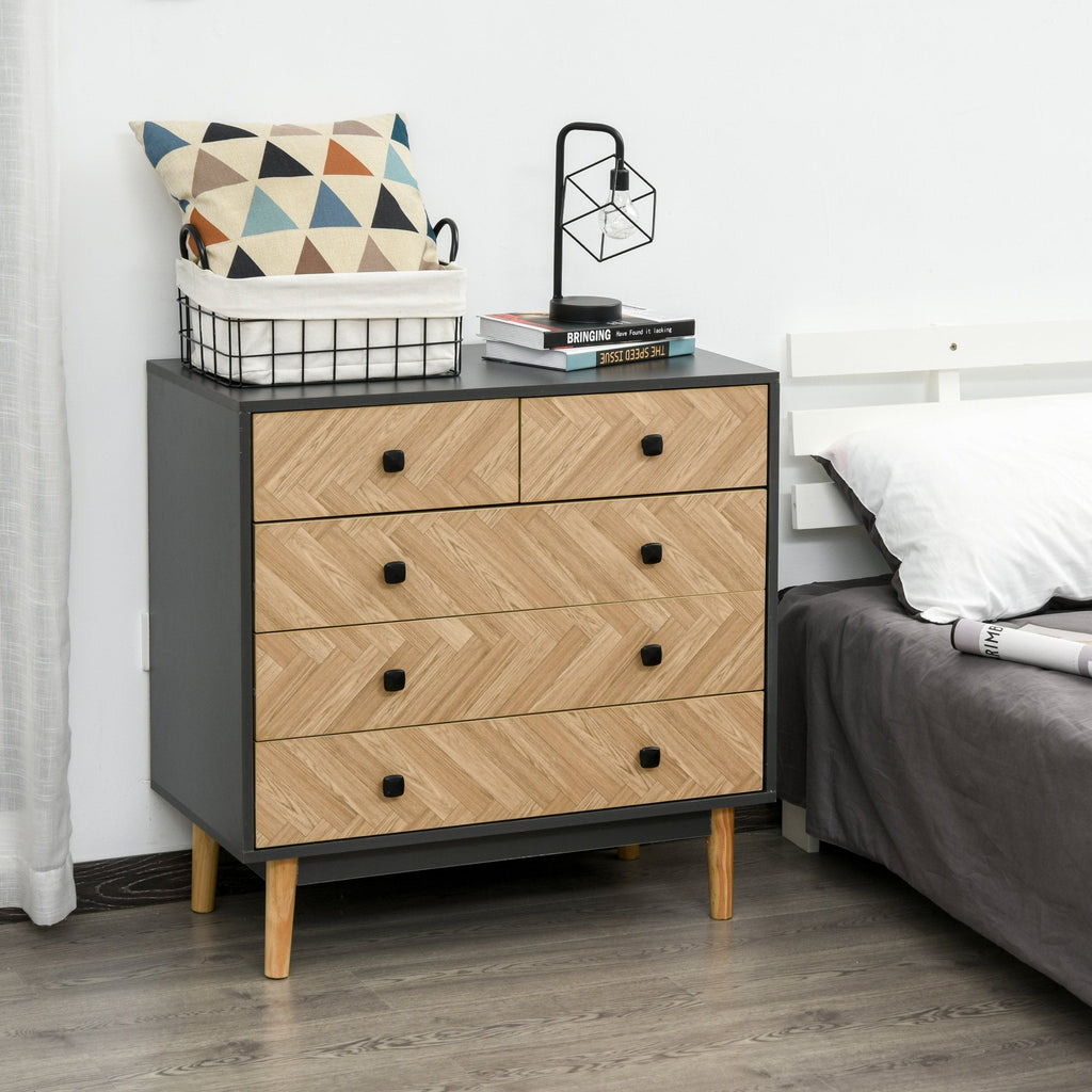 EasyComfort ladekast 5 laden 80x40x80 cm - donkergrijs