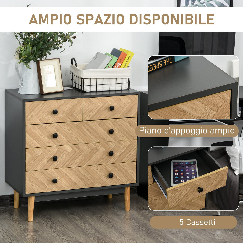 EasyComfort ladekast 5 laden 80x40x80 cm - donkergrijs