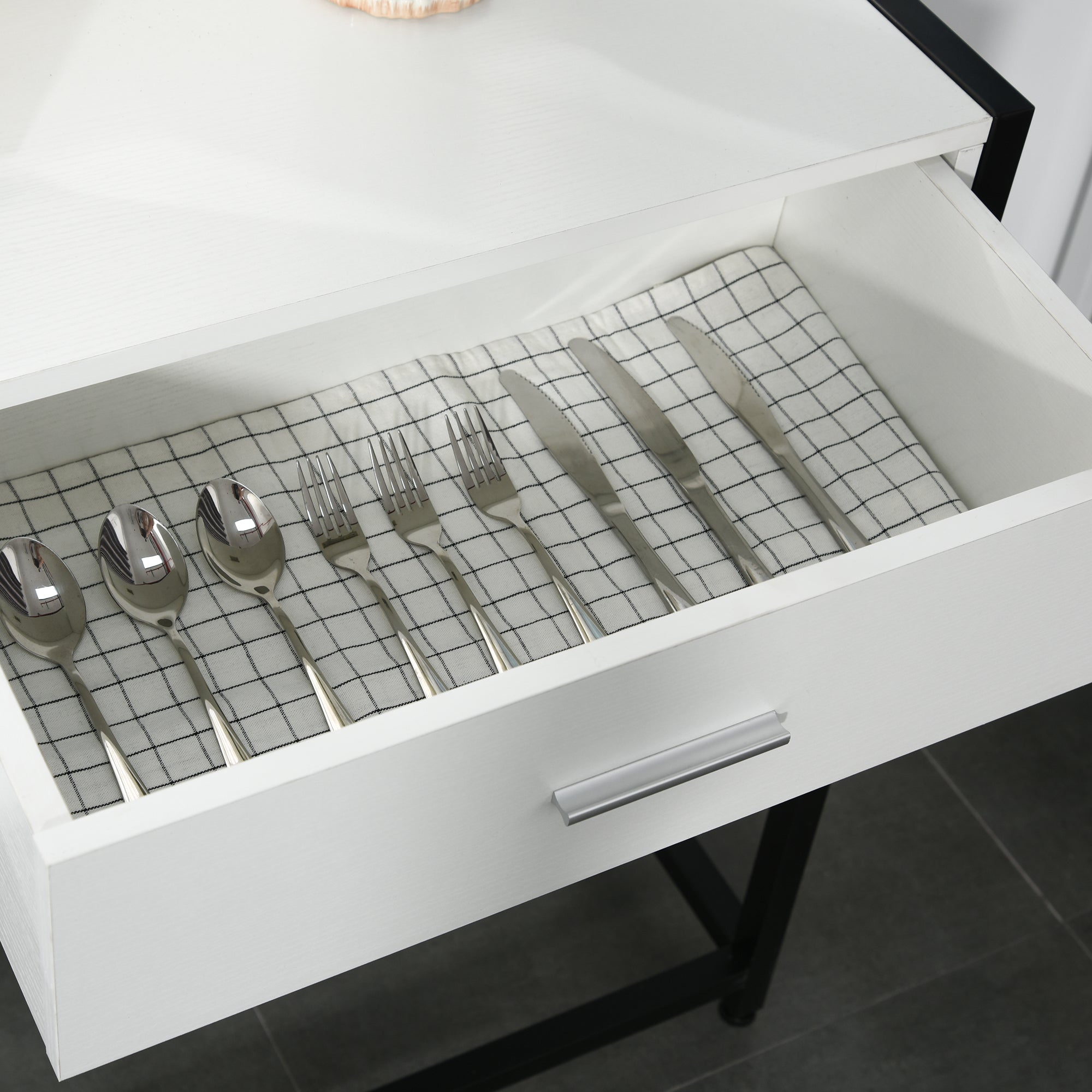 EasyComfort Tavolo Consolle per Ingresso with 2 Cassetti in Legno white e Metallo black