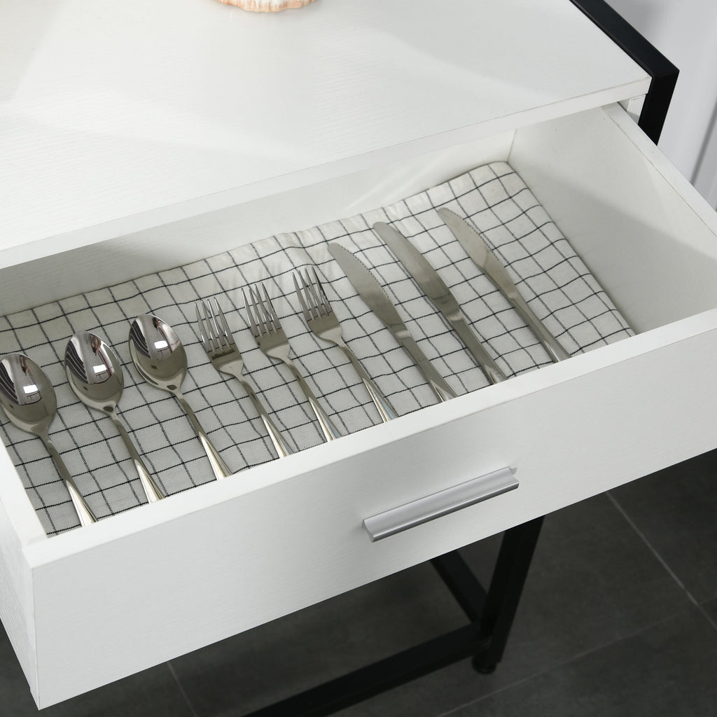 EasyComfort Tavolo Consolle per Ingresso with 2 Cassetti in Legno white e Metallo black
