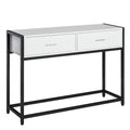 EasyComfort Tavolo Consolle per Ingresso with 2 Cassetti in Legno white e Metallo black