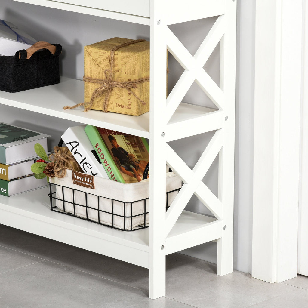 Easycomfort Tavolo Consolle with 2 Cassetti e 2 Mensole, Mobile da Ingresso e Soggiorno in MDF, 100x30.5x80cm, white