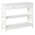 Easycomfort Tavolo Consolle with 2 Cassetti e 2 Mensole, Mobile da Ingresso e Soggiorno in MDF, 100x30.5x80cm, white