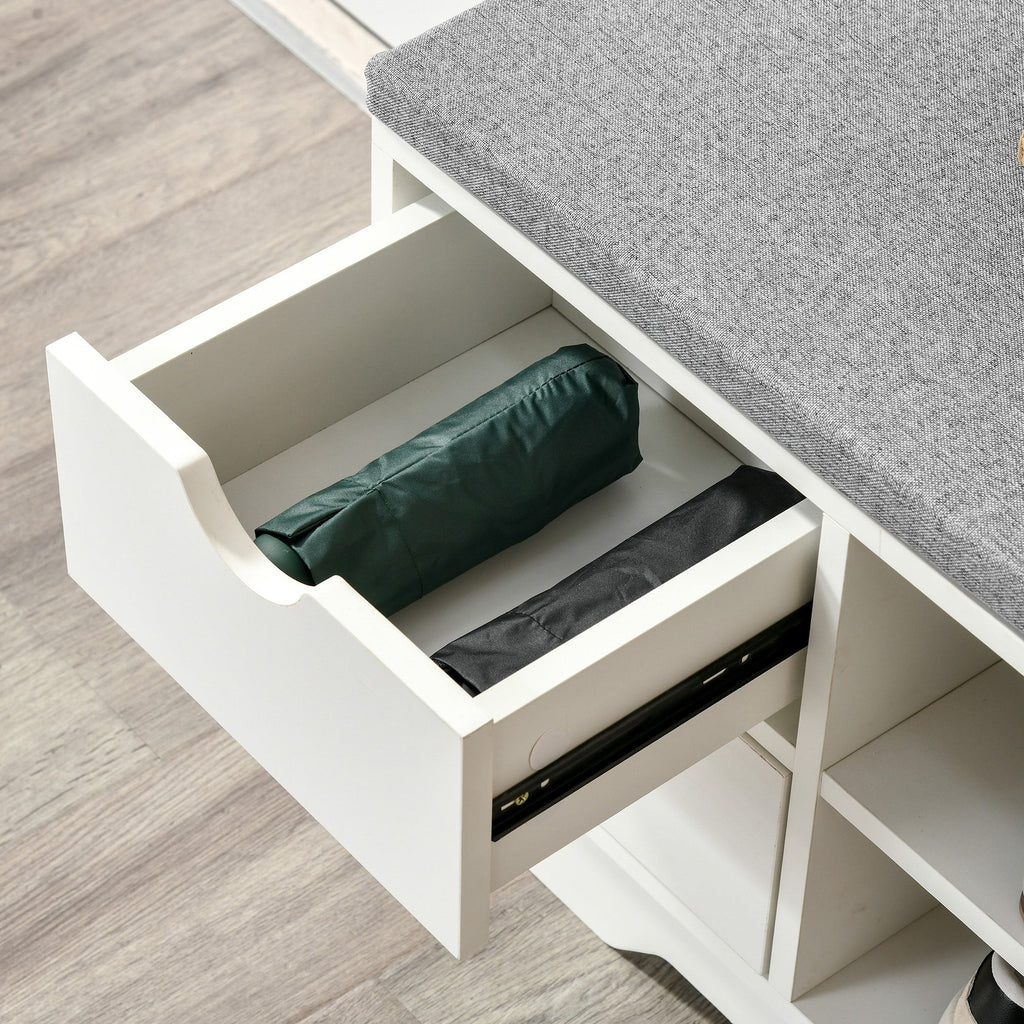 Easycomfort Scarpiera Salvaspazio, Panca Scarpiera in Legno, Mobile Scarpiera da Ingresso, Bianca, 80.5x30.5x43.5cm