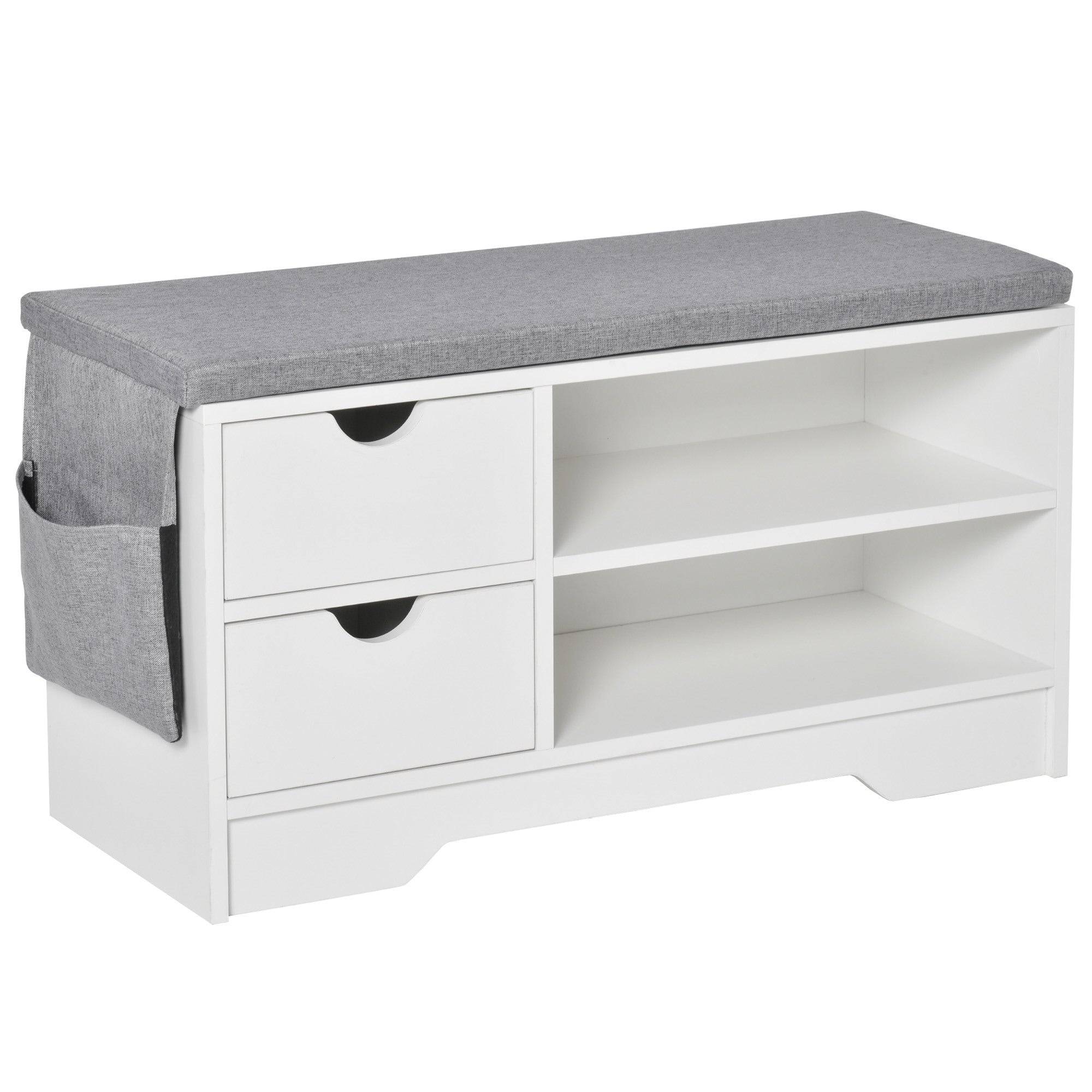 Easycomfort Scarpiera Salvaspazio, Panca Scarpiera in Legno, Mobile Scarpiera da Ingresso, Bianca, 80.5x30.5x43.5cm