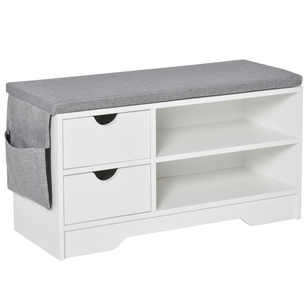 Easycomfort Scarpiera Salvaspazio, Panca Scarpiera in Legno, Mobile Scarpiera da Ingresso, Bianca, 80.5x30.5x43.5cm