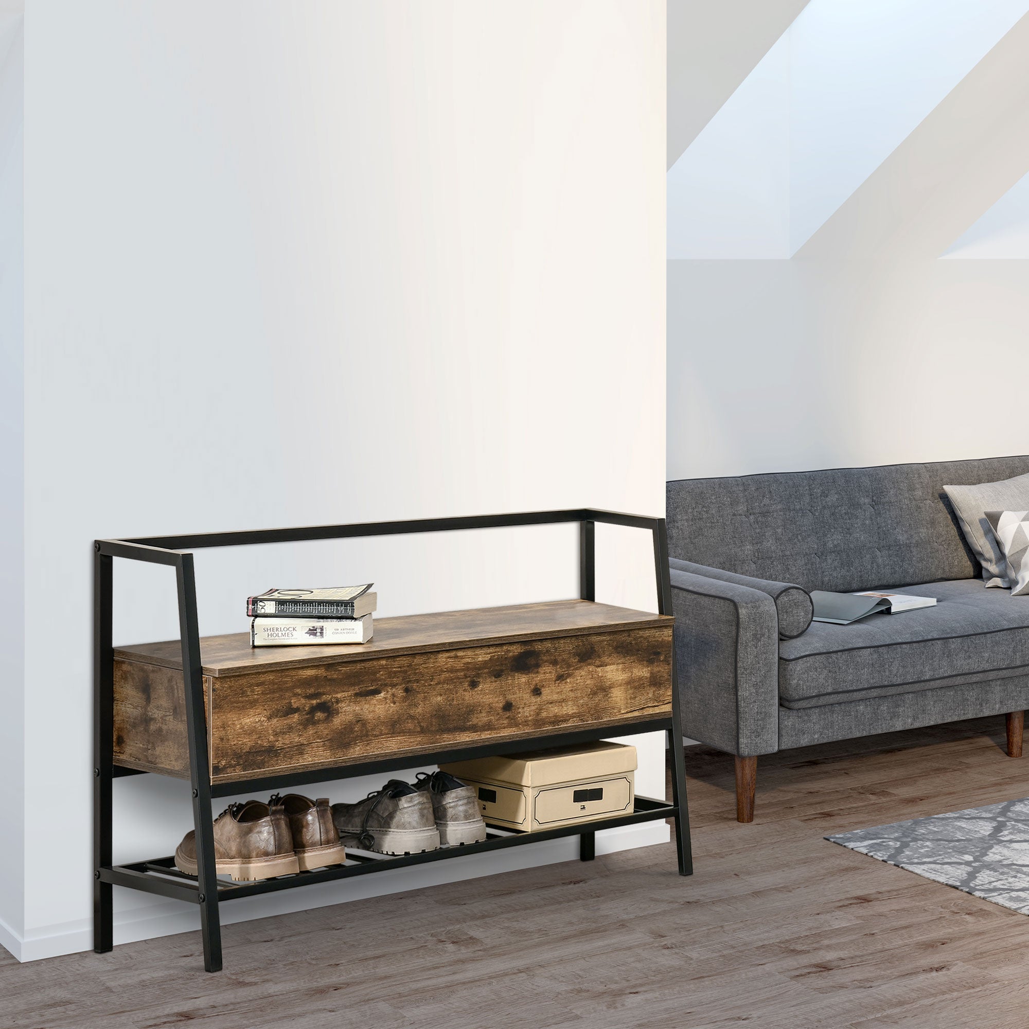 Easycomfort schoenenbank industrieel 90x37x60 cm