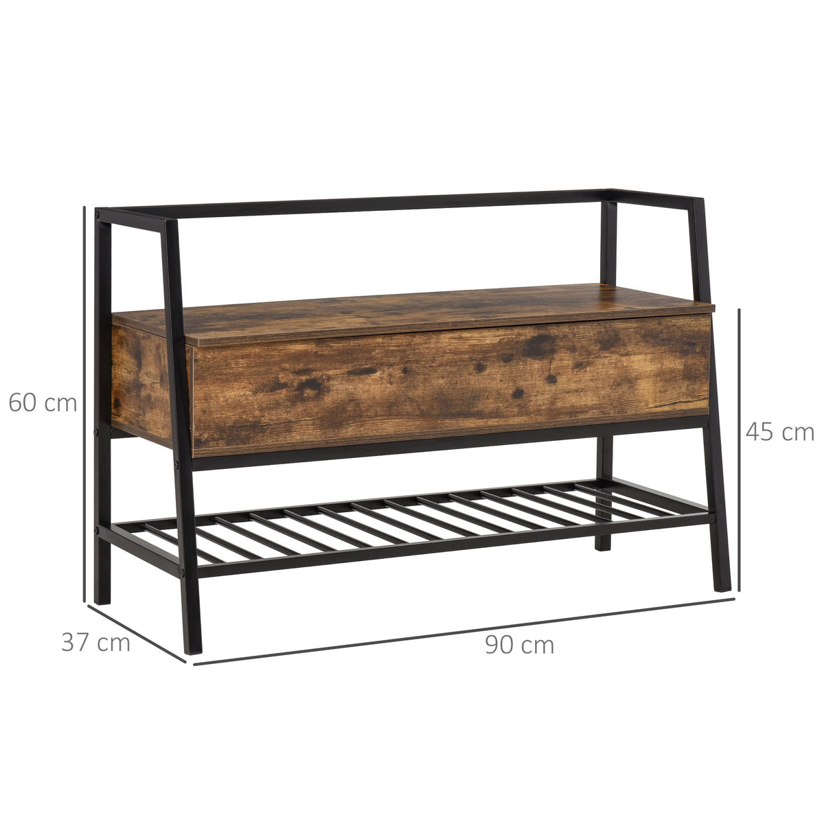 Easycomfort schoenenbank industrieel 90x37x60 cm