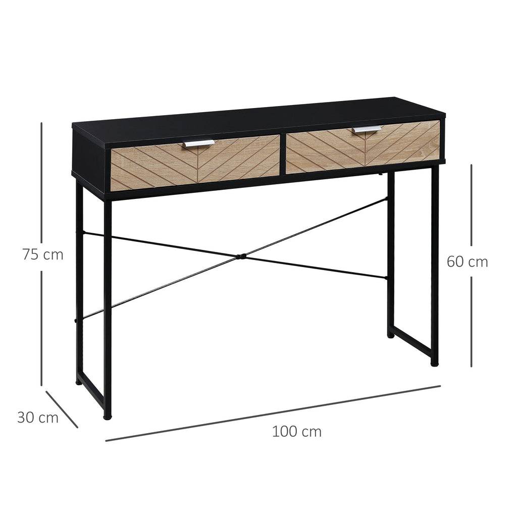 Easycomfort Consolle Moderna per Ingresso e Soggiorno with 2 Cassetti in Metallo 100x30x75cm - black