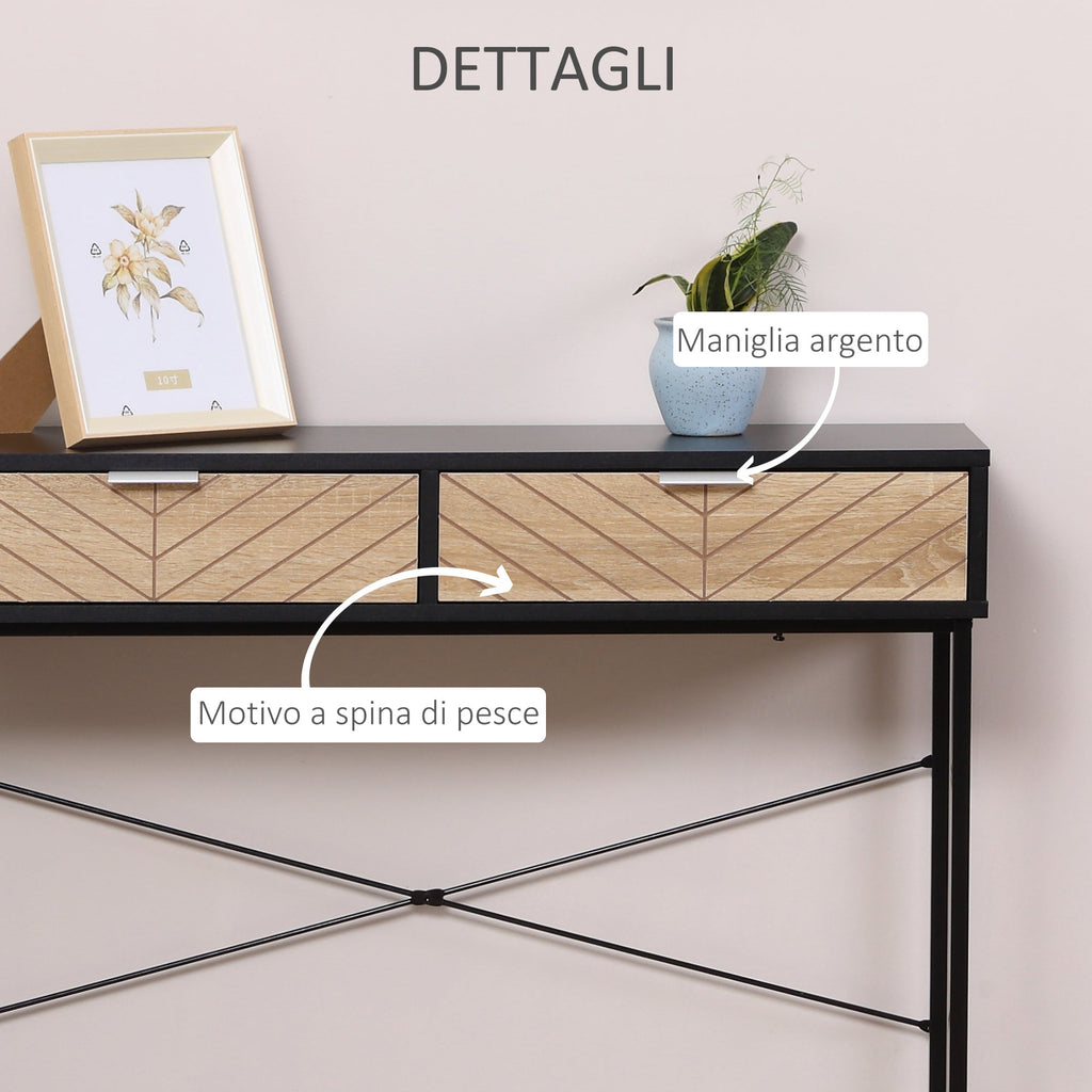 Easycomfort Consolle Moderna per Ingresso e Soggiorno with 2 Cassetti in Metallo 100x30x75cm - black