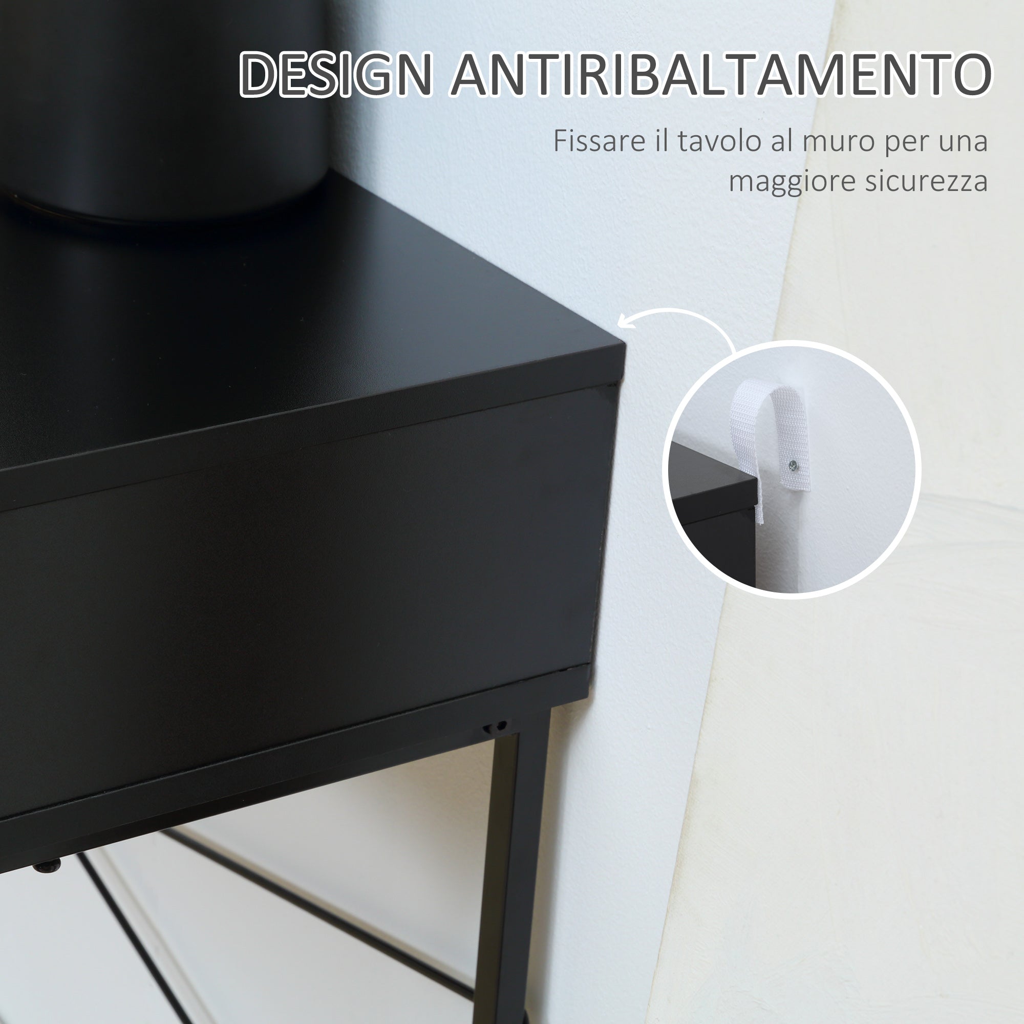 Easycomfort Consolle Moderna per Ingresso e Soggiorno with 2 Cassetti in Metallo 100x30x75cm - black
