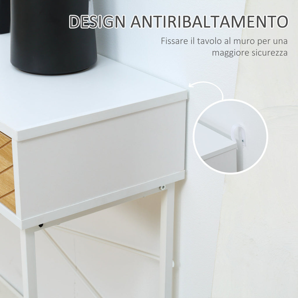 Easycomfort Consolle Moderna per Ingresso e Soggiorno with 2 Cassetti in Metallo 100x30x75cm - white