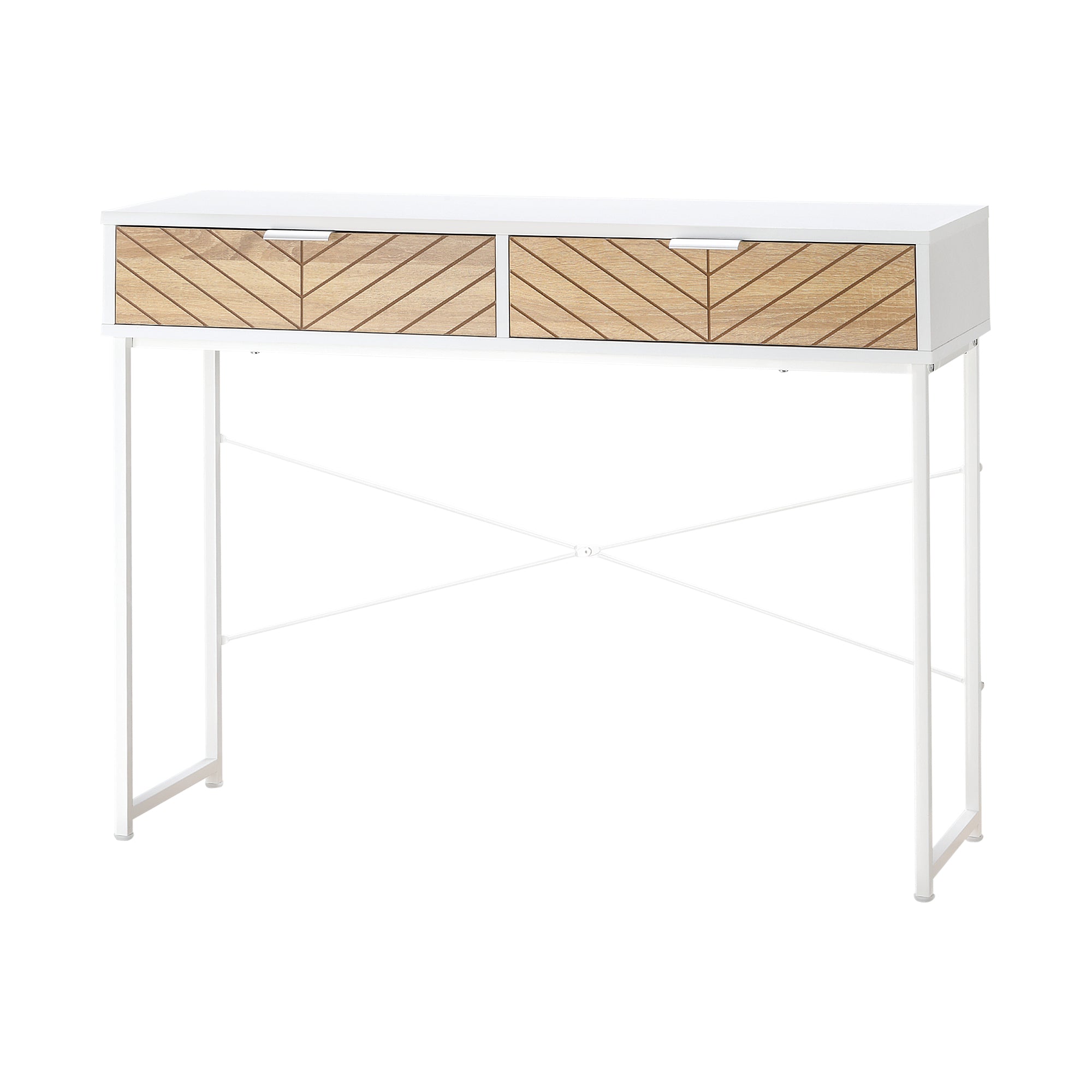 Easycomfort Consolle Moderna per Ingresso e Soggiorno with 2 Cassetti in Metallo 100x30x75cm - white