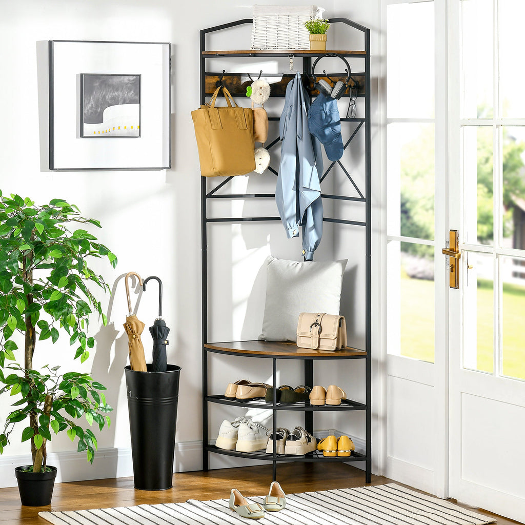 EasyComfort Staande hoekkapstok met bankje en schoenenrek 50x50x183 cm