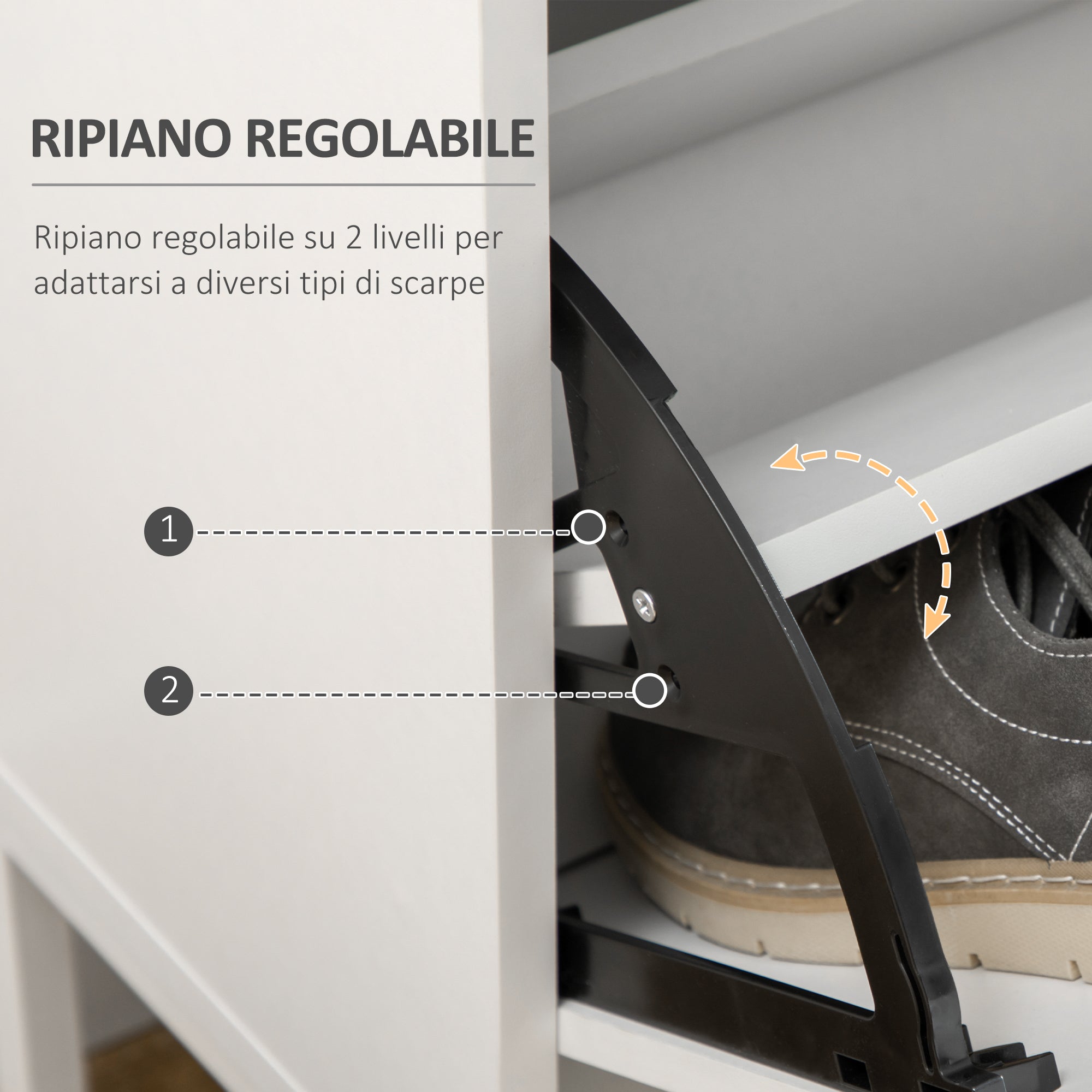 Easycomfort Mobile Scarpiera Moderno per 12 Paia di Scarpe with 2 Ante a Ribalta e Cassetto, 76x26x110 cm, white
