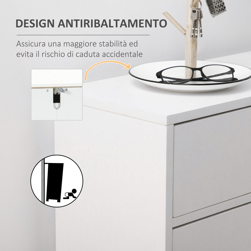 Easycomfort Mobile Scarpiera Moderno per 12 Paia di Scarpe with 2 Ante a Ribalta e Cassetto, 76x26x110 cm, white