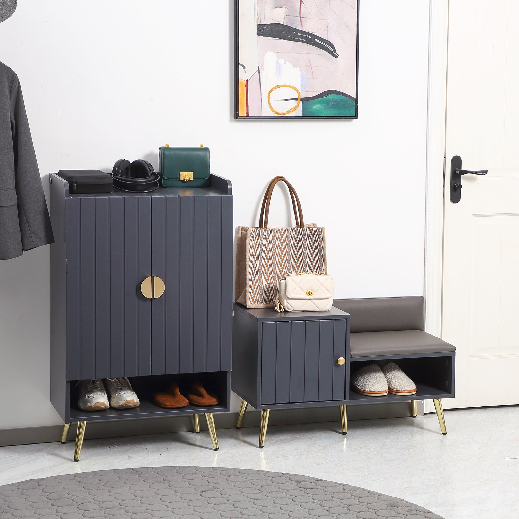 EasyComfort Schoenenkast met zitting — 4 paar, 80x33x49 cm