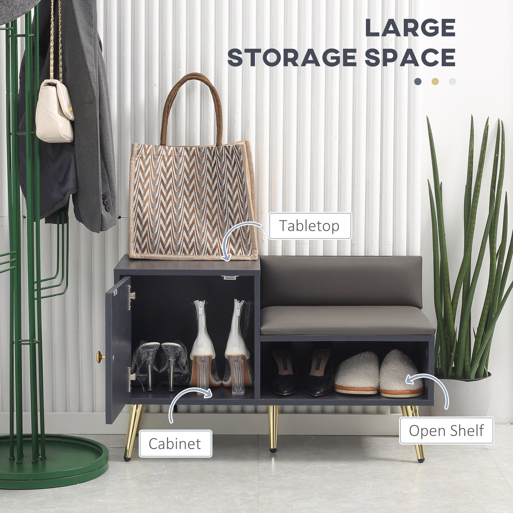 EasyComfort Schoenenkast met zitting — 4 paar, 80x33x49 cm