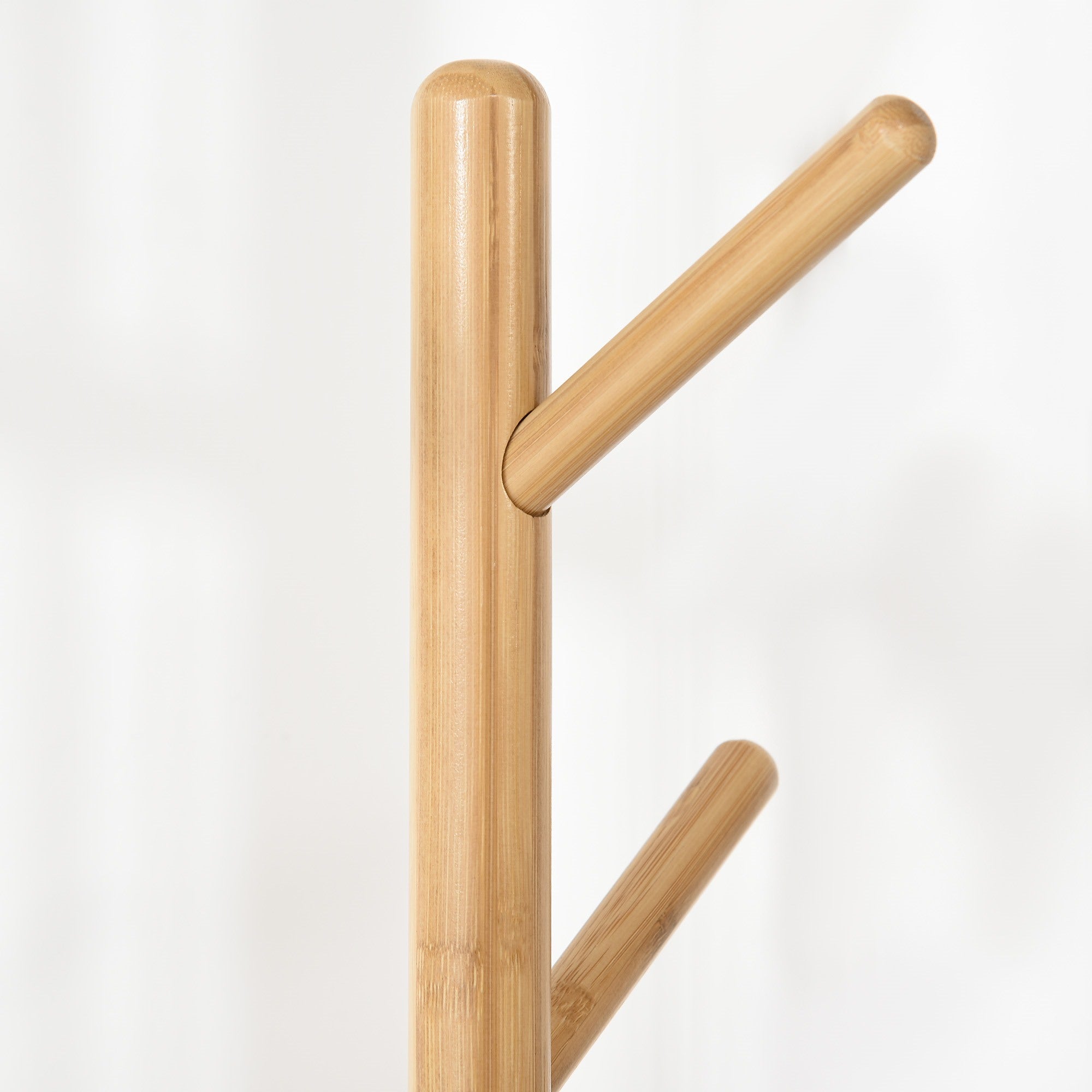 EasyComfort staande kapstok met tafeltje, 5 bamboe haken, 39.5x39.5x171 cm