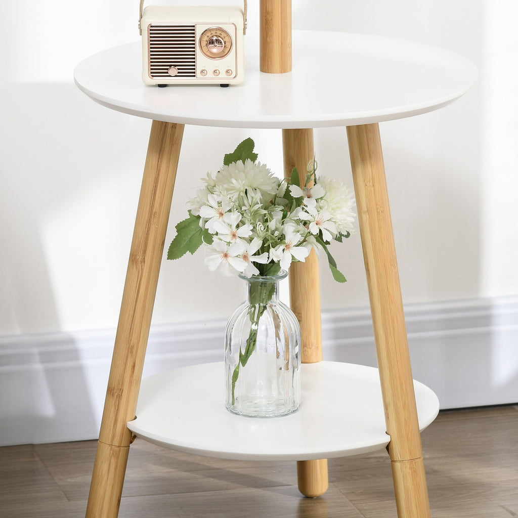 EasyComfort staande kapstok met tafeltje, 5 bamboe haken, 39.5x39.5x171 cm
