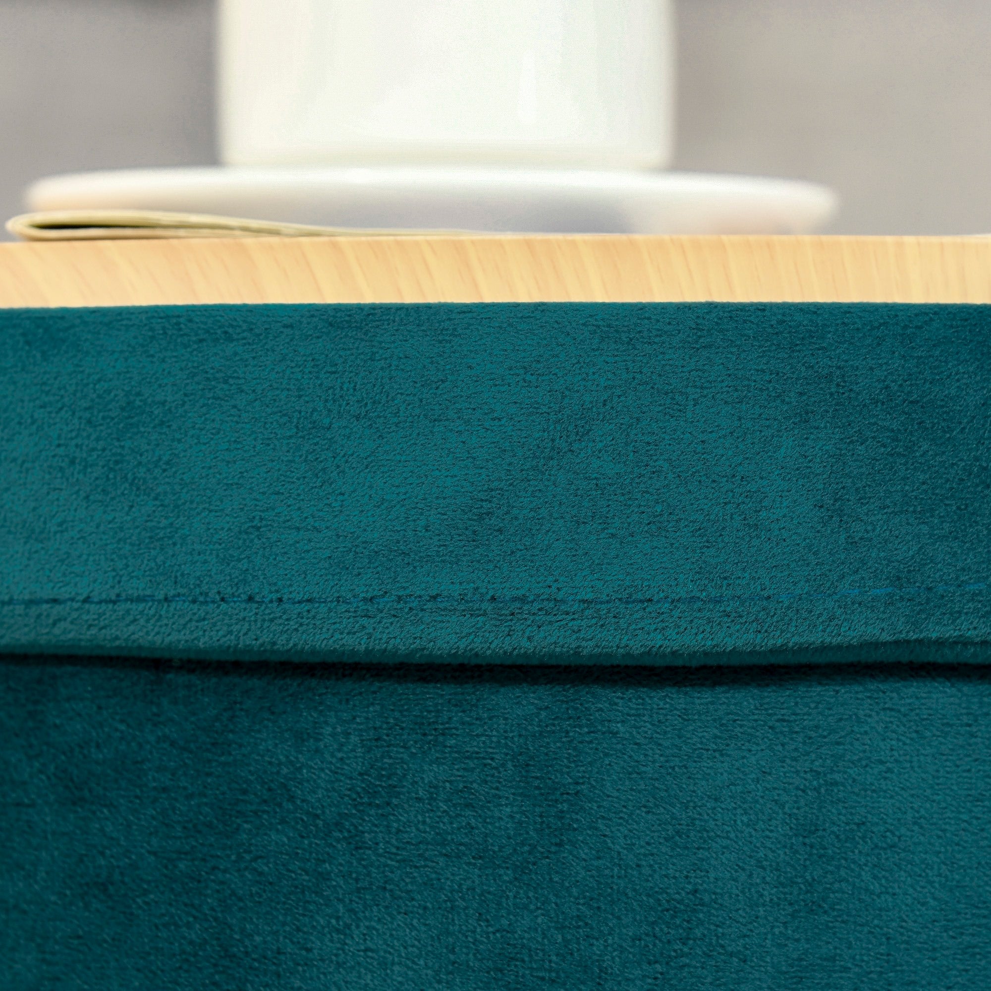Easycomfort Pouf Contenitore 2 in 1 with Funzione Sgabello e Tavolino, in Legno e Tessuto Verde, Metallo with Finitura Oro, 36x36x45cm