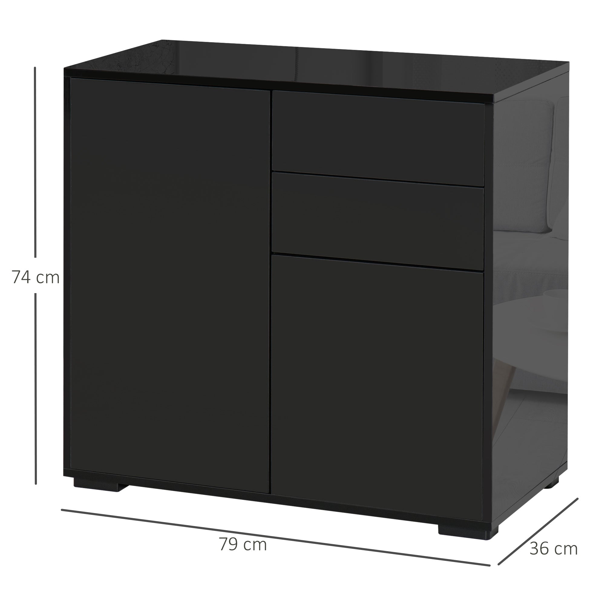 Easycomfort Mobiletto Multiuso per Casa e Ufficio with 2 Cassetti e 2 Armadietti, Apertura a Pressione, 79x36x74cm