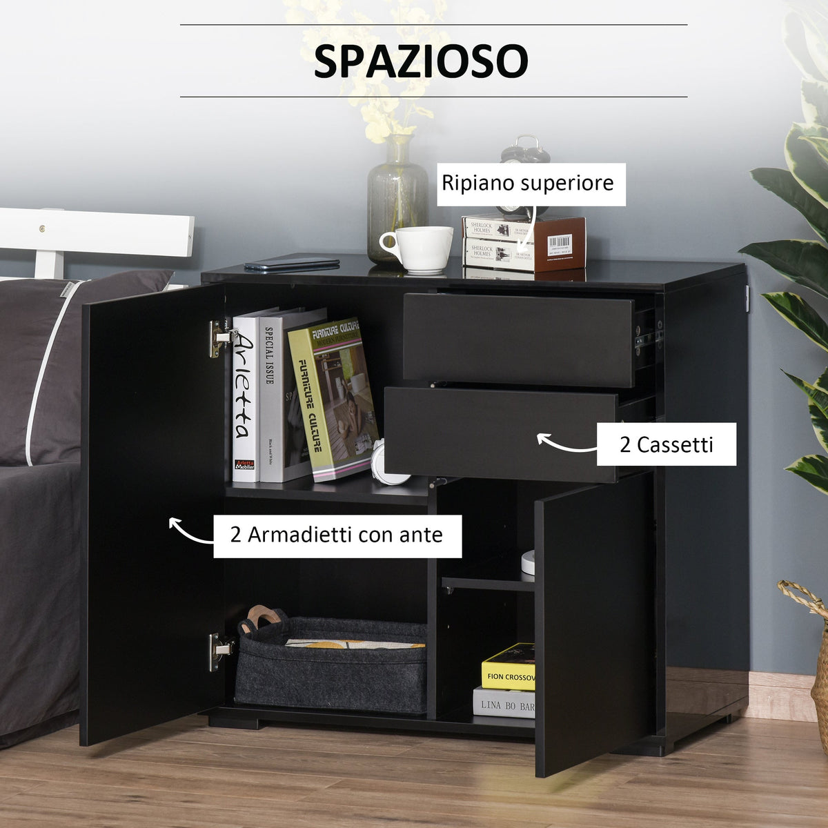 EasyComfort opbergkast 79x36x74 cm met 2 lades en 2 kastjes