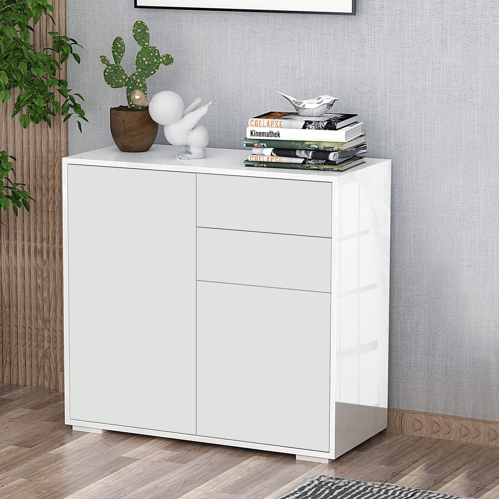 Easycomfort Mobiletto Armadietto Multiuso 2 Cassetti e 2 Armadietti, Apertura a Pressione, Mobile per Soggiorno, Cucina, Ufficio