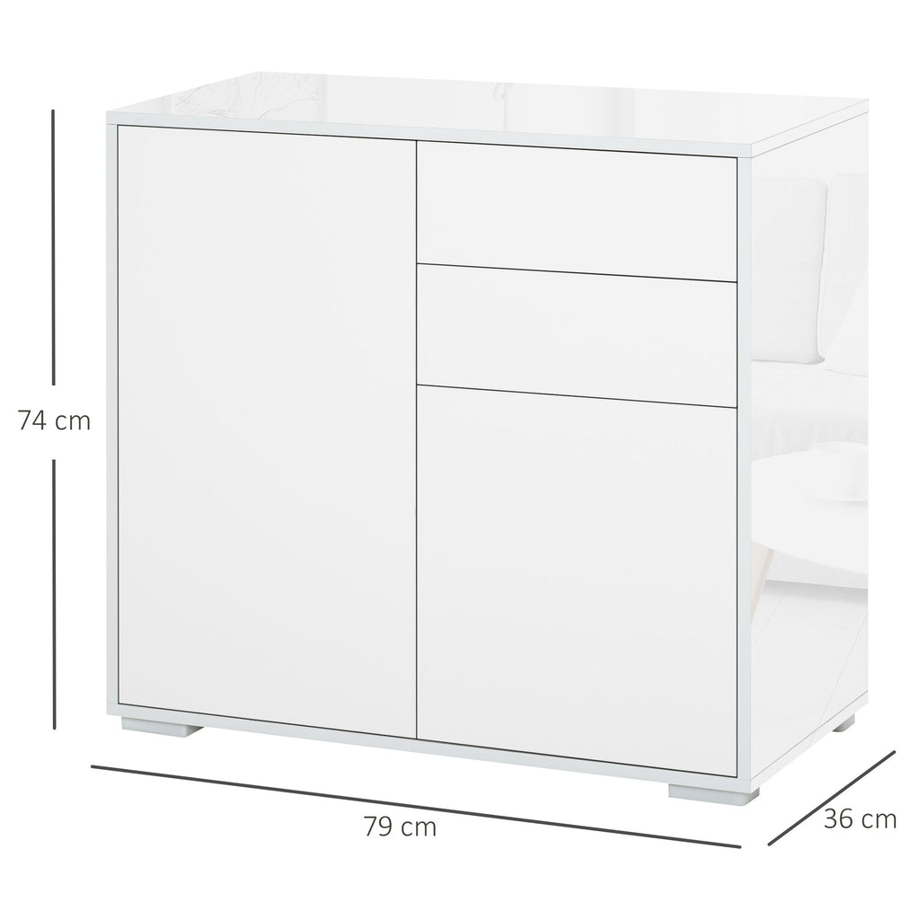 Easycomfort Mobiletto Armadietto Multiuso 2 Cassetti e 2 Armadietti, Apertura a Pressione, Mobile per Soggiorno, Cucina, Ufficio