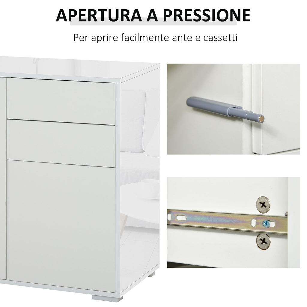 Easycomfort Mobiletto Armadietto Multiuso 2 Cassetti e 2 Armadietti, Apertura a Pressione, Mobile per Soggiorno, Cucina, Ufficio
