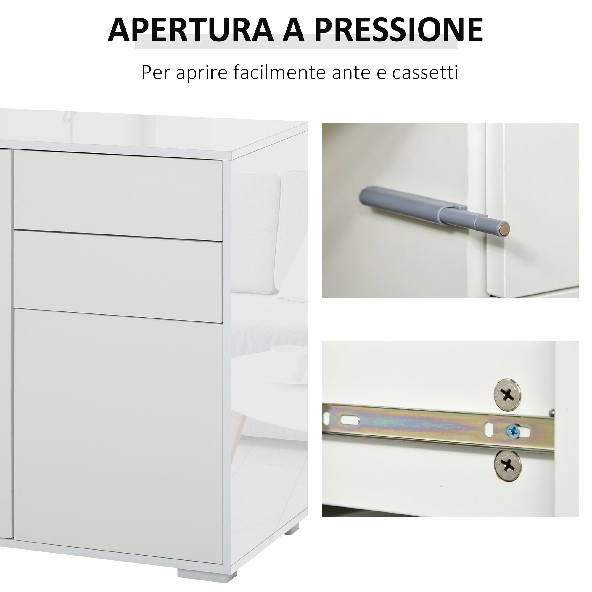 Easycomfort Mobiletto Armadietto Multiuso 2 Cassetti e 2 Armadietti, Apertura a Pressione, Mobile per Soggiorno, Cucina, Ufficio